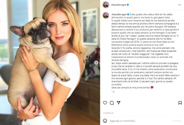 Chiara Ferragni lutto notizia