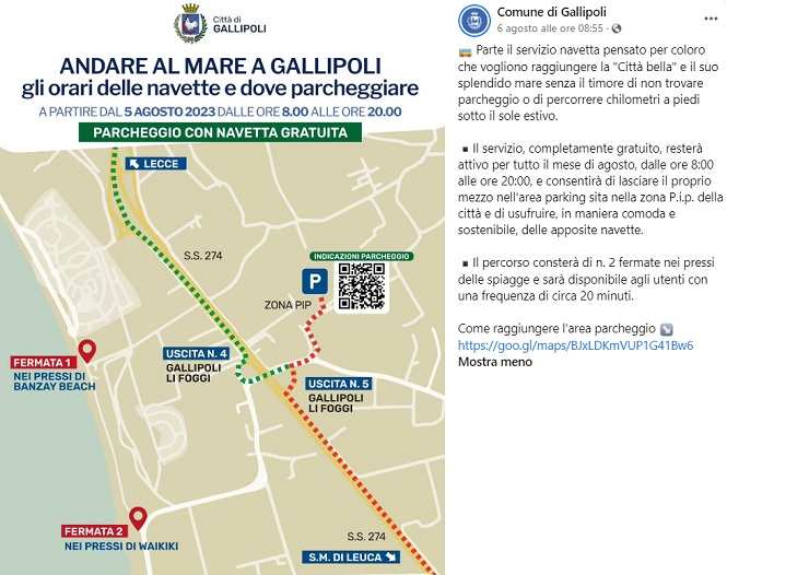 Soluzione astuta a Gallipoli: un aiuto per i parcheggi in agosto