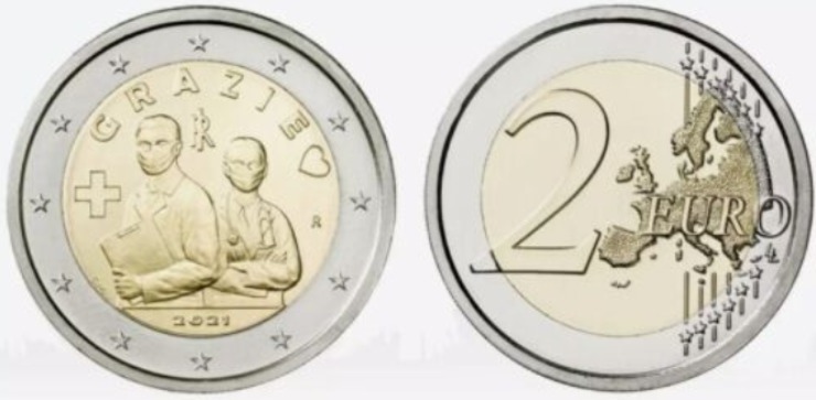moneta 2 euro collezione covid