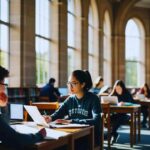 Studenti studiano in biblioteca